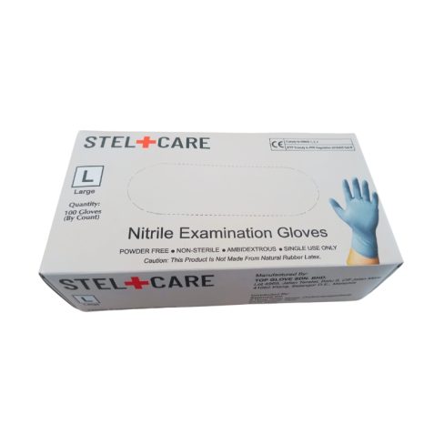 Gloves Nitrile Blue 100’s – Large (Powder Free)
