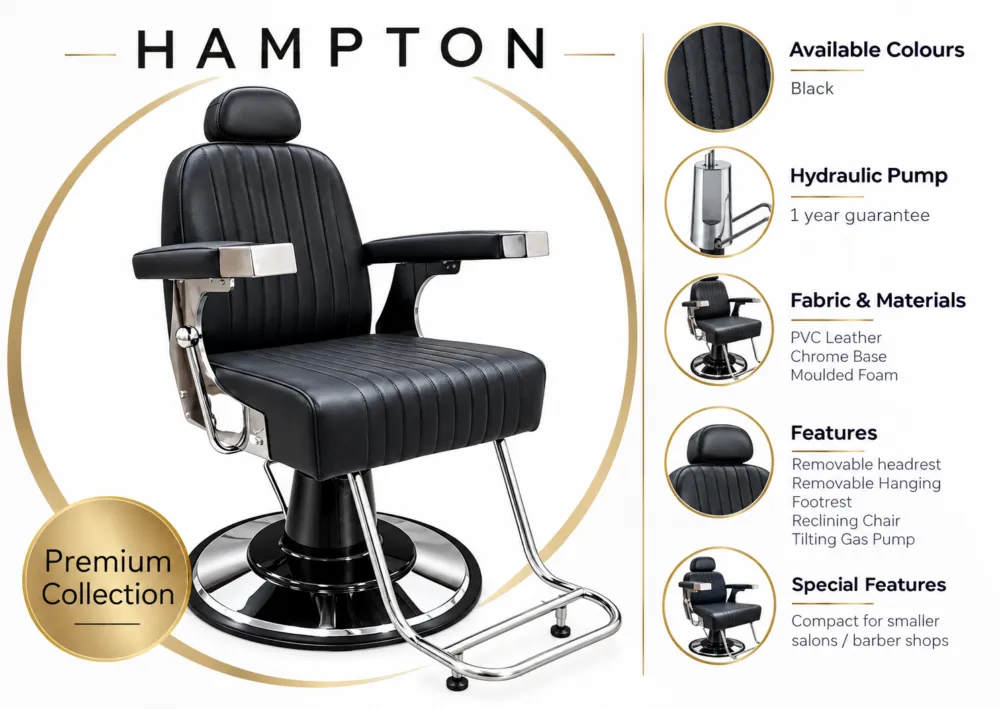 Hampton Barber Chair | Black